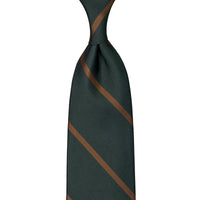 Japanese Repp Stripe Silk Tie - Bottle / Copper