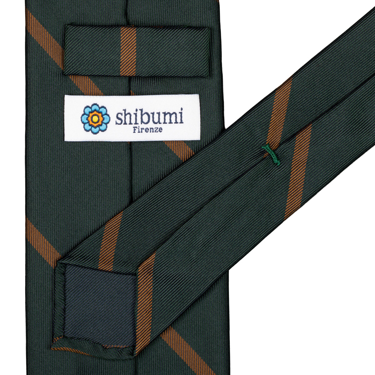 Japanese Repp Stripe Silk Tie - Bottle / Copper