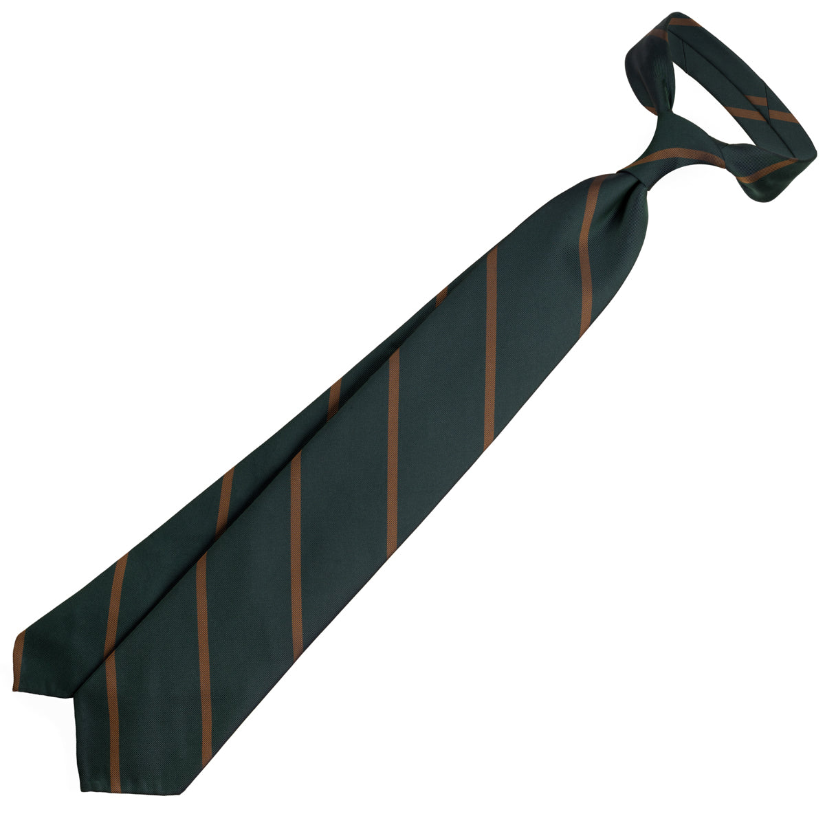 Japanese Repp Stripe Silk Tie - Bottle / Copper