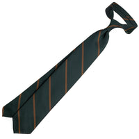 Japanese Repp Stripe Silk Tie - Bottle / Copper