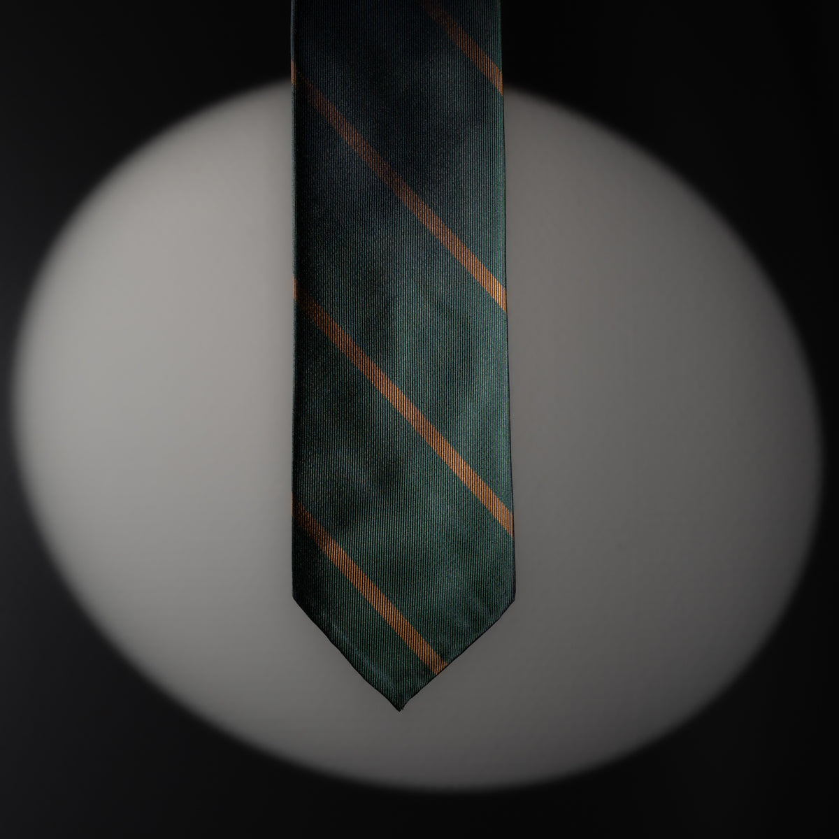 Japanese Repp Stripe Silk Tie - Bottle / Copper