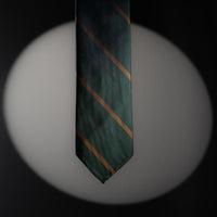 Japanese Repp Stripe Silk Tie - Bottle / Copper