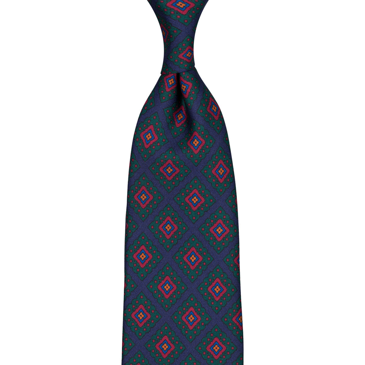 Ancient Madder Silk Tie - Navy - Hand-Rolled