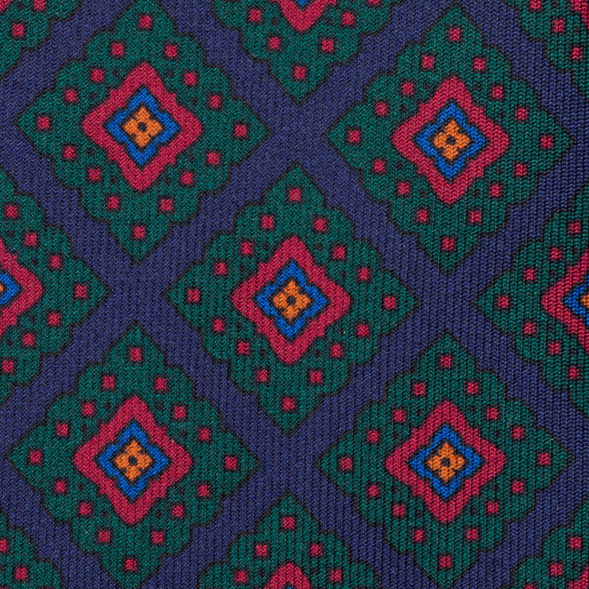 Ancient Madder Silk Tie - Navy - Hand-Rolled