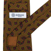 Copper Madder Silk Tie - Olive - Hand-Rolled