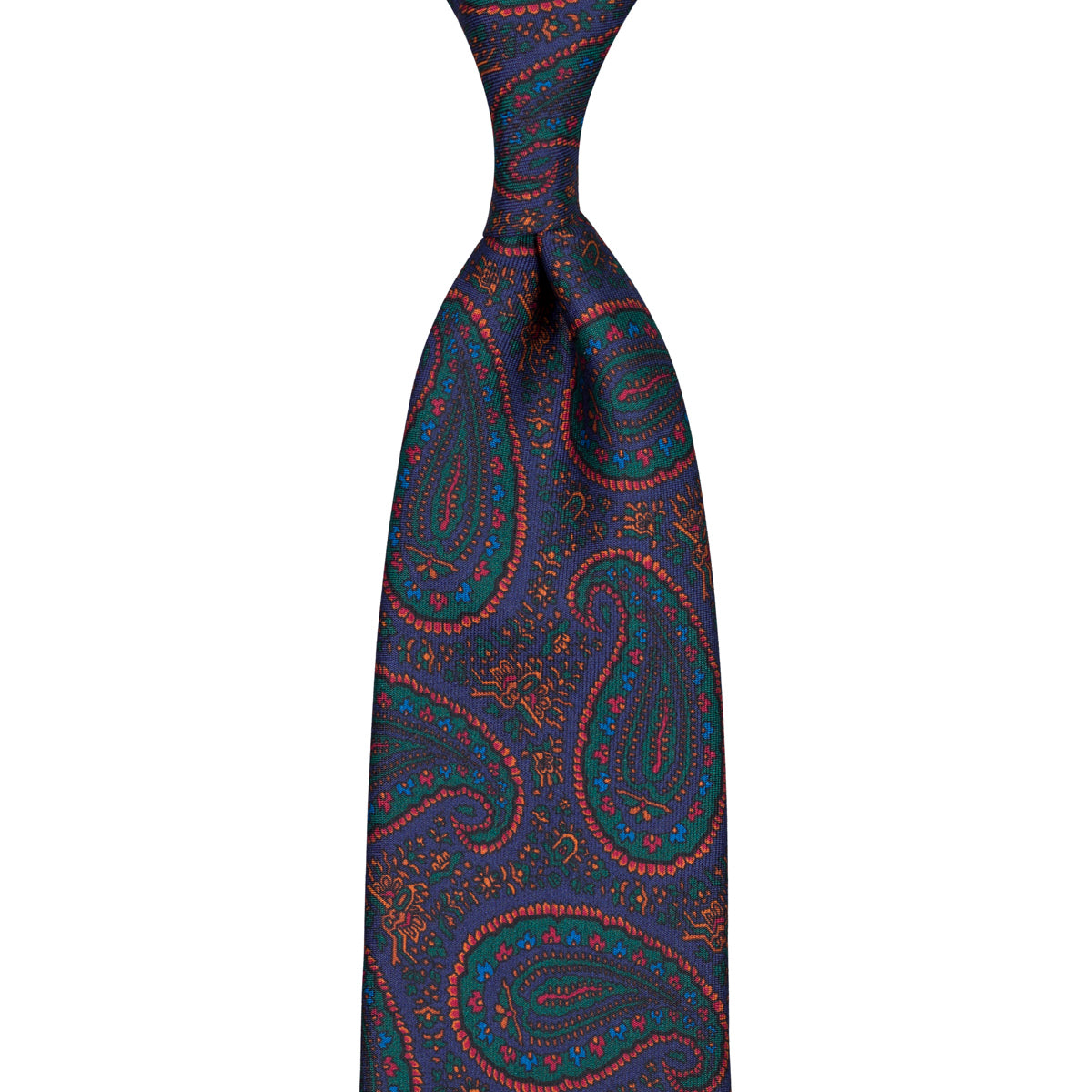 Ancient Madder Silk Tie - Navy - Hand-Rolled