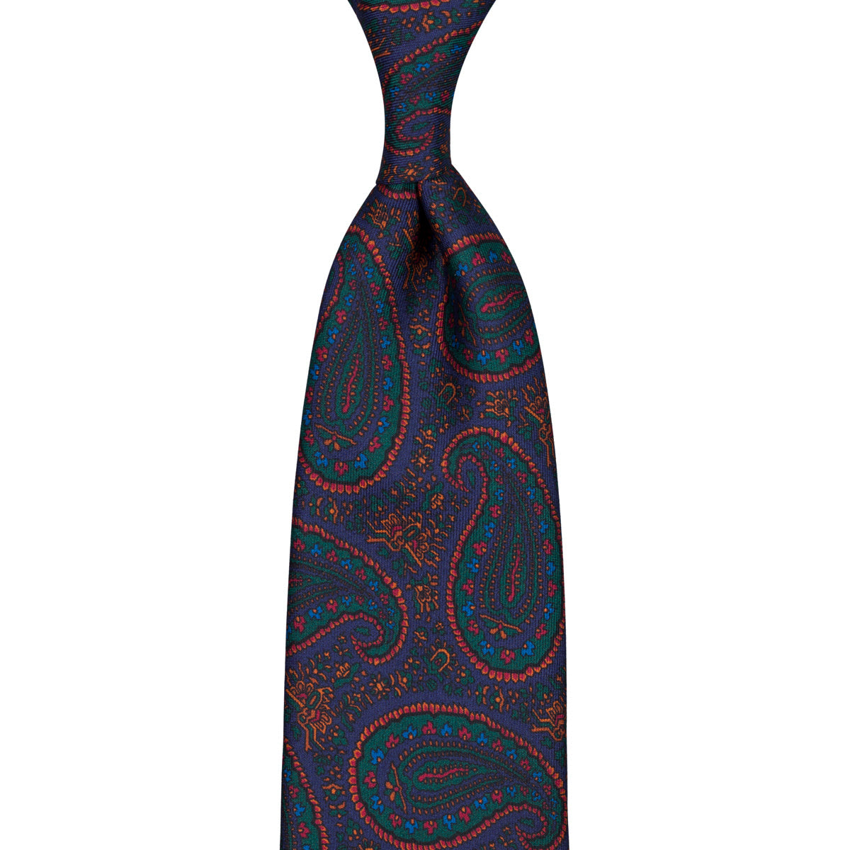 Ancient Madder Silk Tie - Navy - Hand-Rolled
