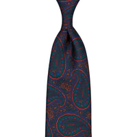 Ancient Madder Silk Tie - Navy - Hand-Rolled