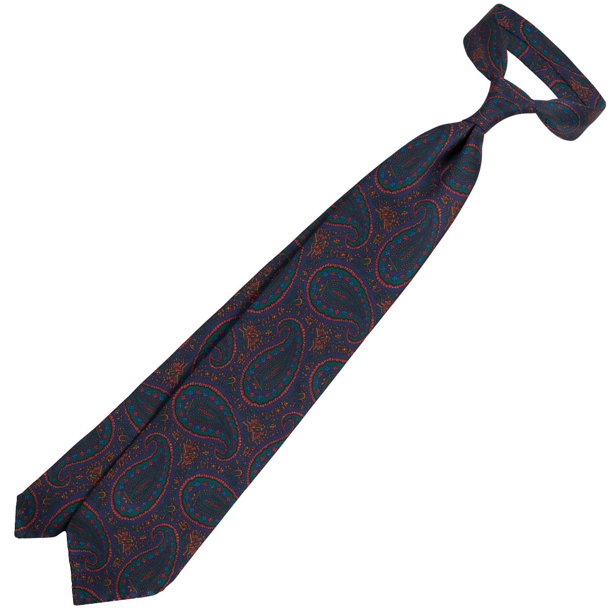 Ancient Madder Silk Tie - Navy - Hand-Rolled