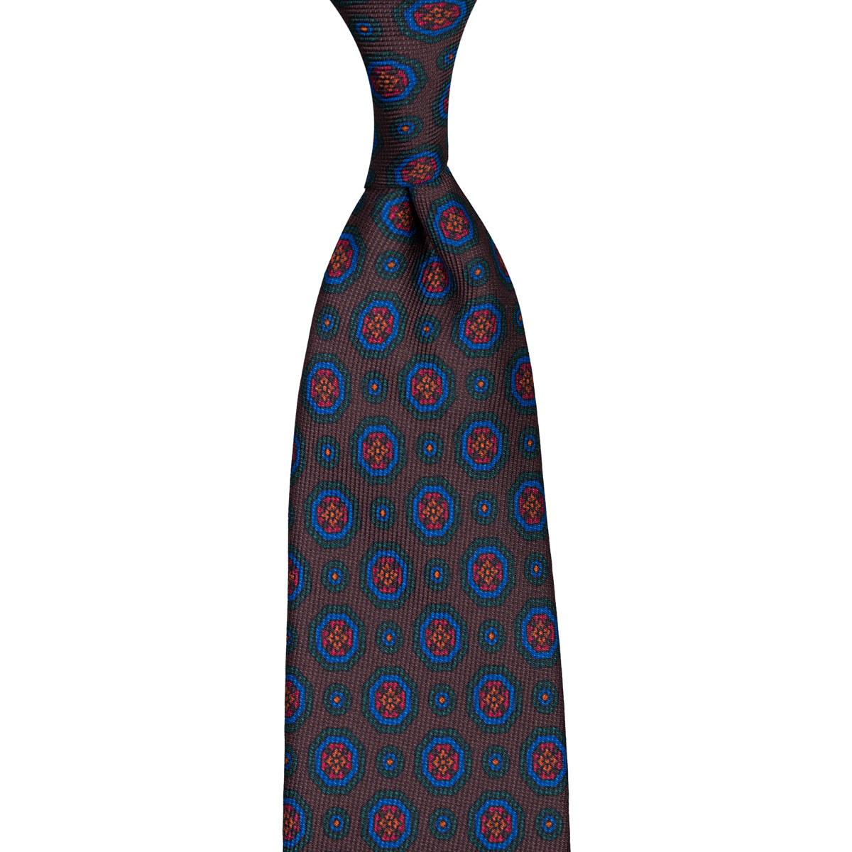 40oz Ancient Madder Silk Tie - Brown - Hand-Rolled