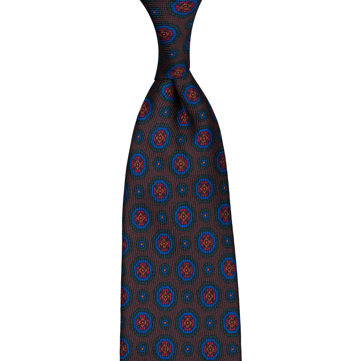 40oz Ancient Madder Silk Tie - Brown - Hand-Rolled