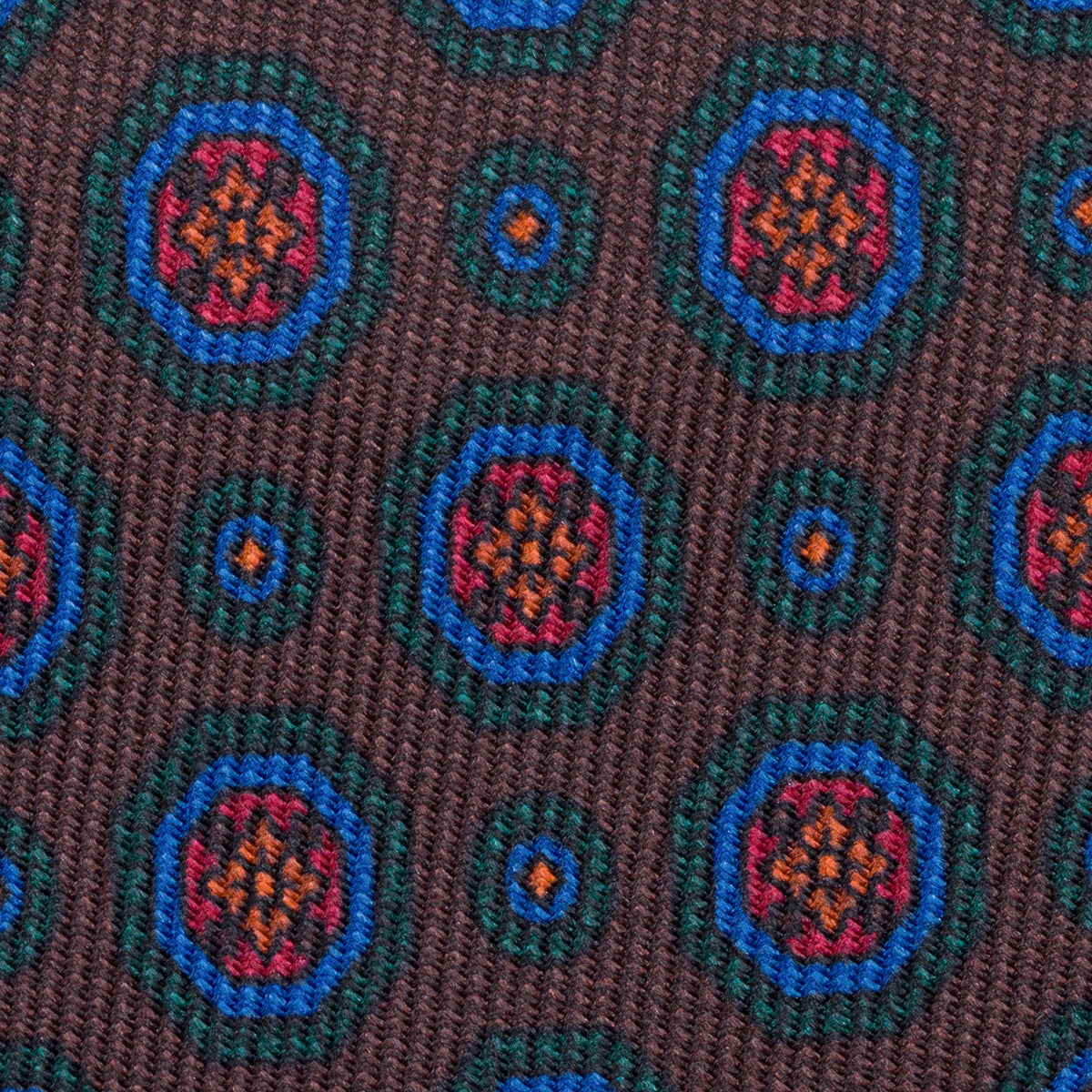 40oz Ancient Madder Silk Tie - Brown - Hand-Rolled