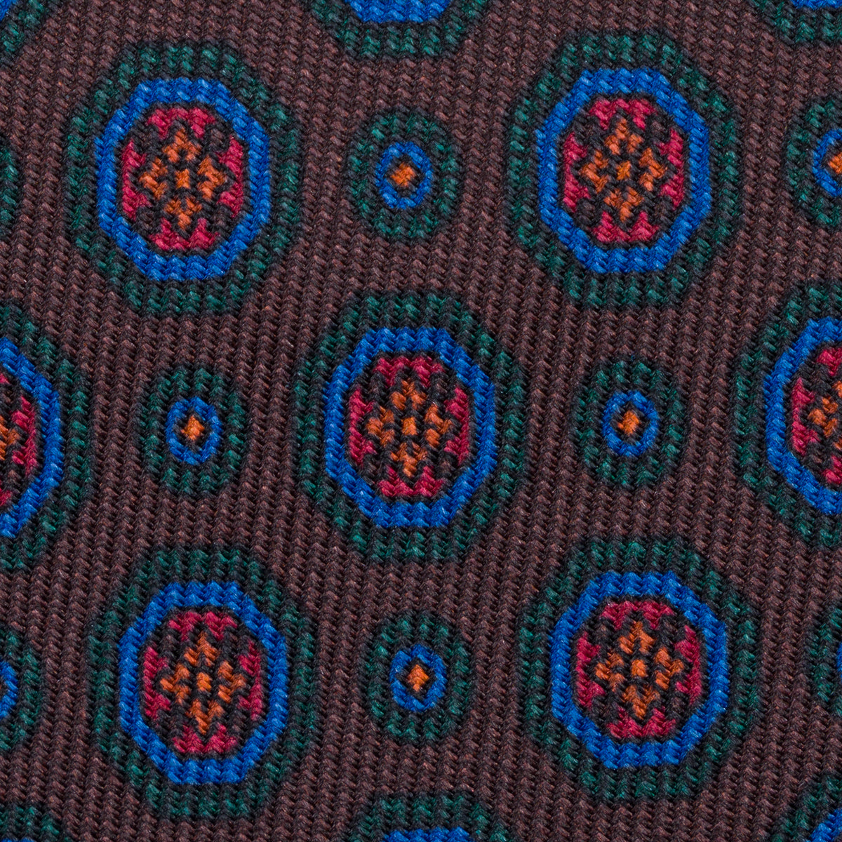40oz Ancient Madder Silk Tie - Brown - Hand-Rolled