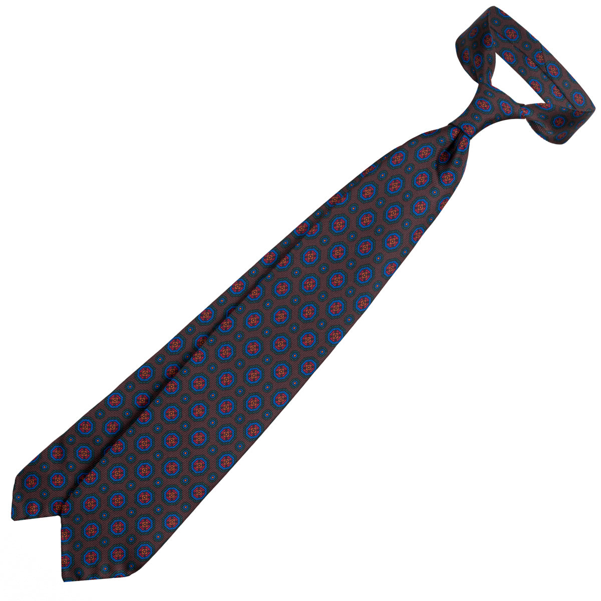 40oz Ancient Madder Silk Tie - Brown - Hand-Rolled