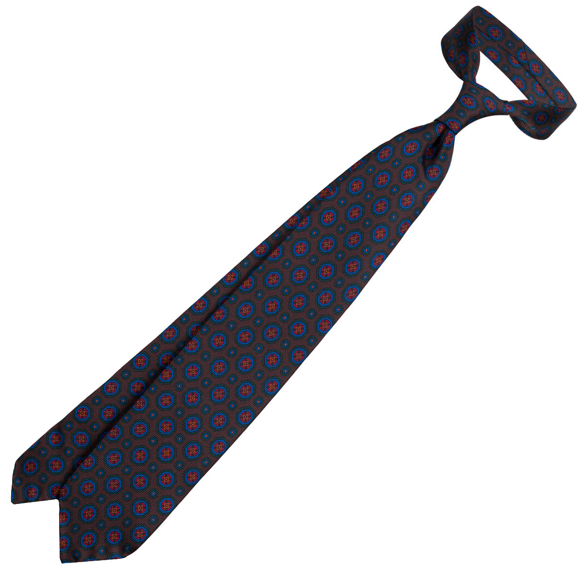 40oz Ancient Madder Silk Tie - Brown - Hand-Rolled