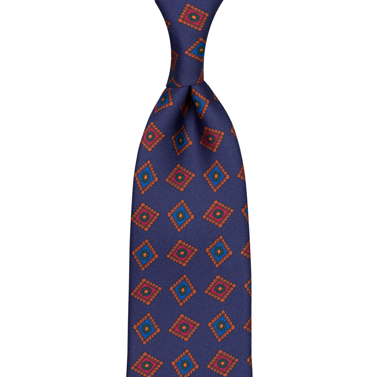 Ancient Madder Silk Tie - Navy - Hand-Rolled