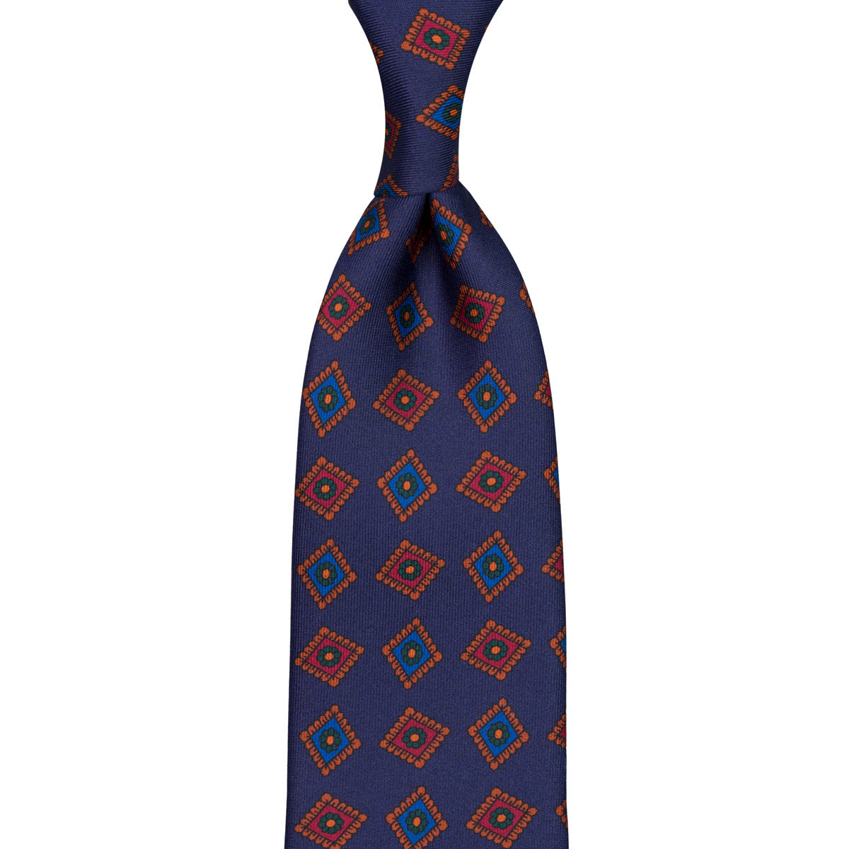 Ancient Madder Silk Tie - Navy - Hand-Rolled