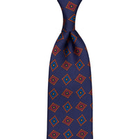 Ancient Madder Silk Tie - Navy - Hand-Rolled