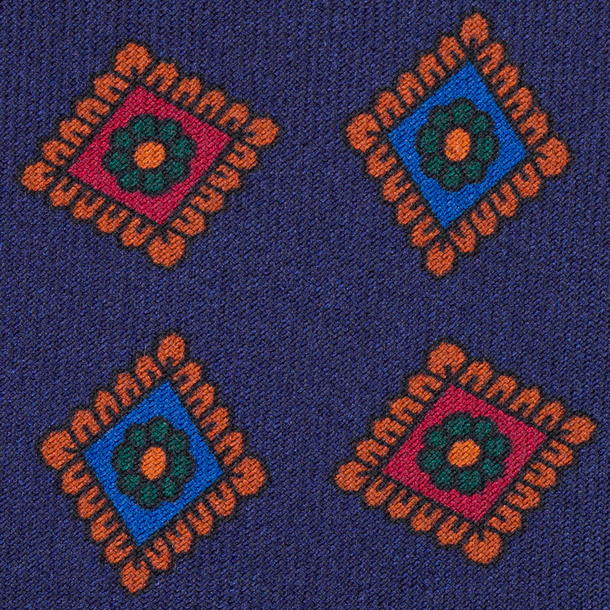 Ancient Madder Silk Tie - Navy - Hand-Rolled