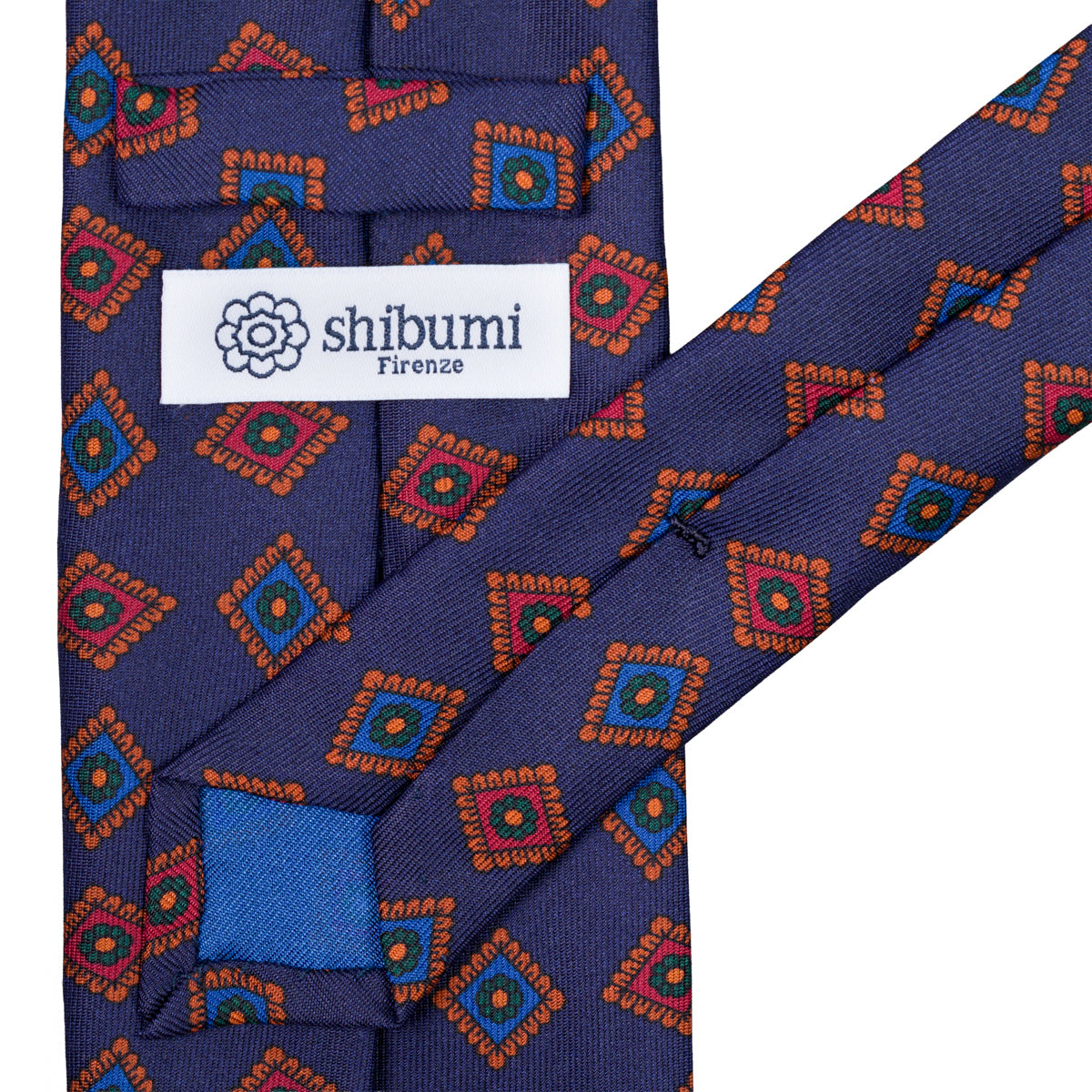 Ancient Madder Silk Tie - Navy - Hand-Rolled