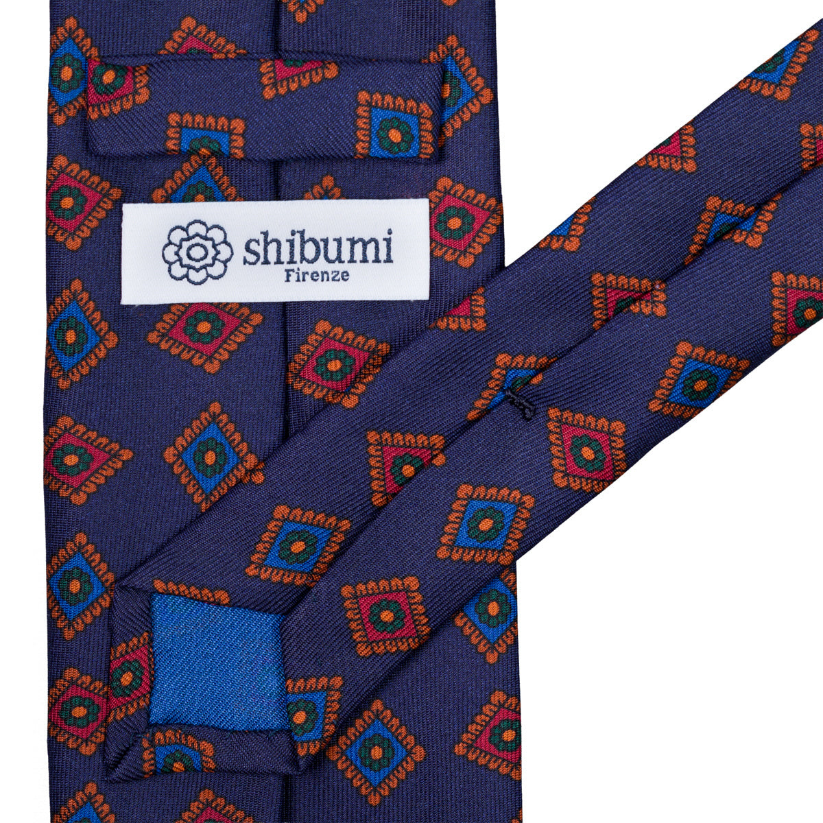 Ancient Madder Silk Tie - Navy - Hand-Rolled