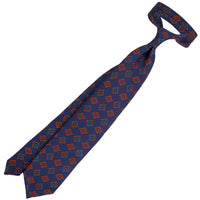 Ancient Madder Silk Tie - Navy - Hand-Rolled