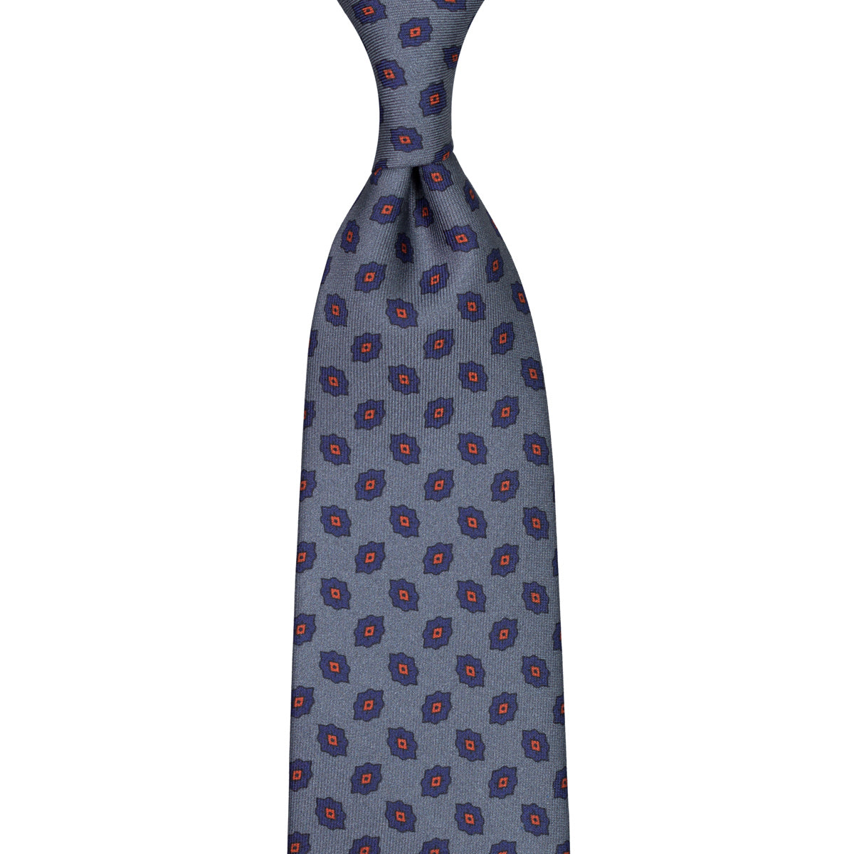 Ancient Madder Silk Tie - Grey - Hand-Rolled