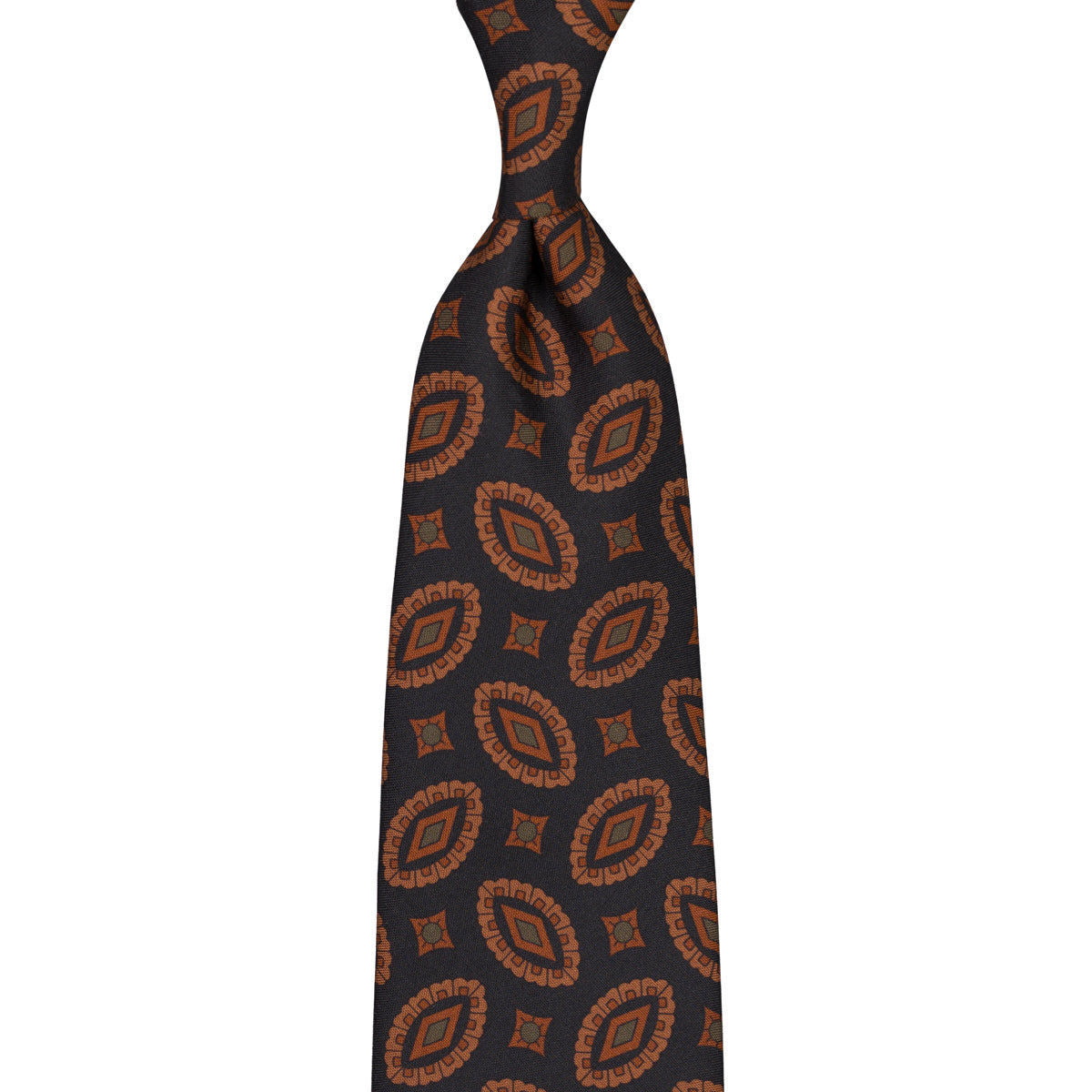 Copper Madder Silk Tie - Black - Hand-Rolled