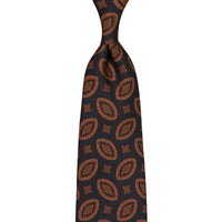 Copper Madder Silk Tie - Black - Hand-Rolled