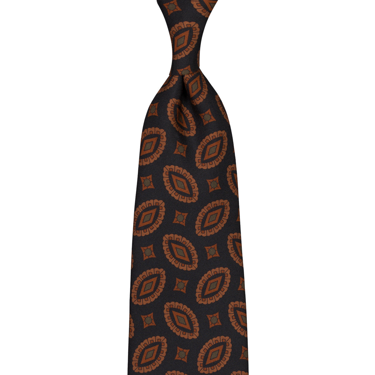 Copper Madder Silk Tie - Black - Hand-Rolled