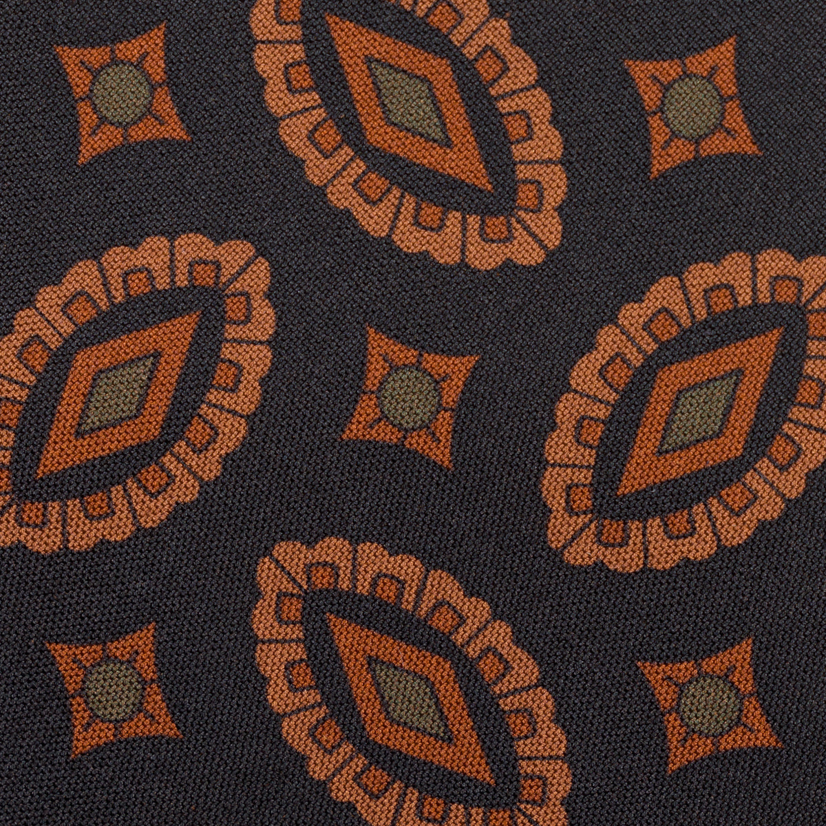 Copper Madder Silk Tie - Black - Hand-Rolled