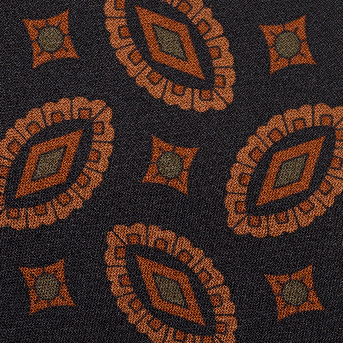 Copper Madder Silk Tie - Black - Hand-Rolled