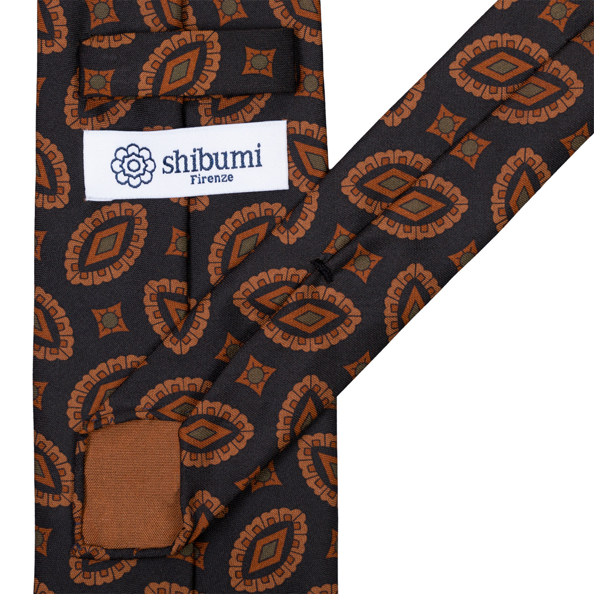 Copper Madder Silk Tie - Black - Hand-Rolled