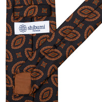 Copper Madder Silk Tie - Black - Hand-Rolled