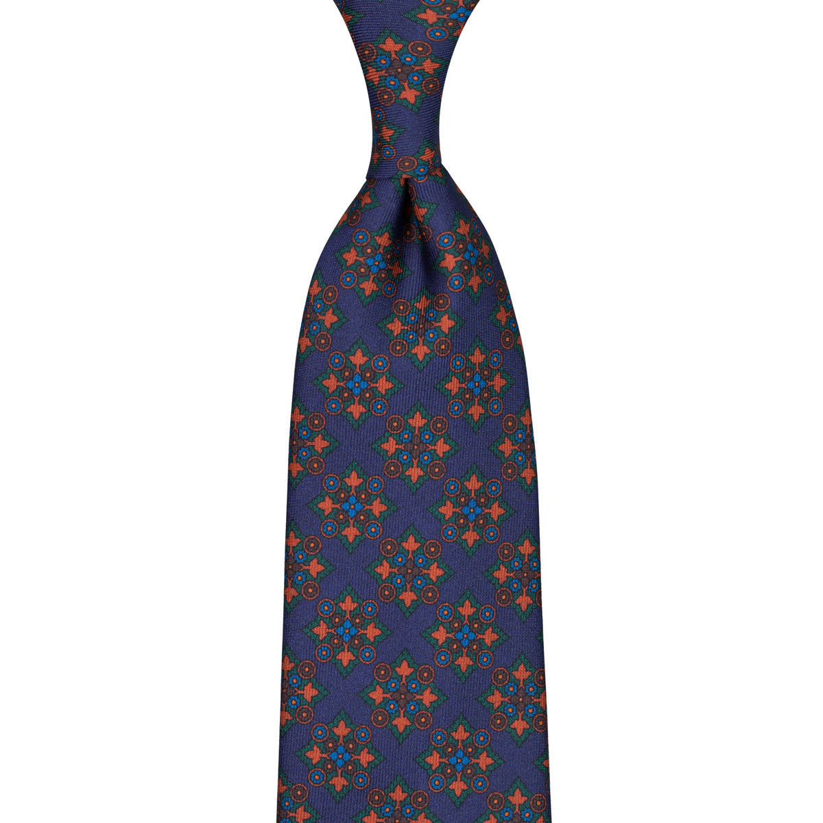 Ancient Madder Silk Tie - Navy - Hand-Rolled