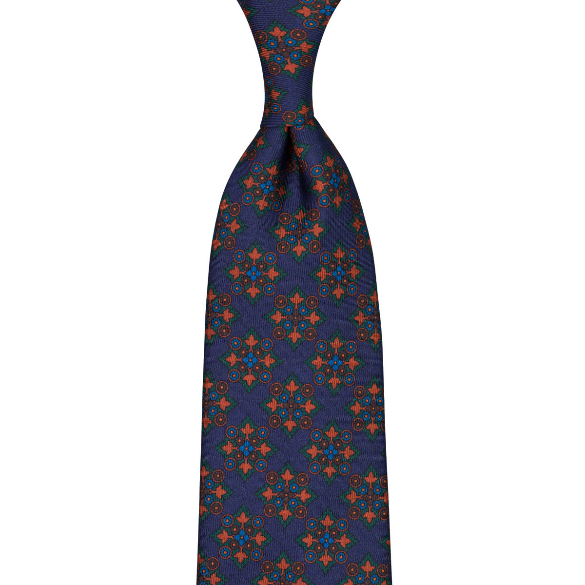 Ancient Madder Silk Tie - Navy - Hand-Rolled