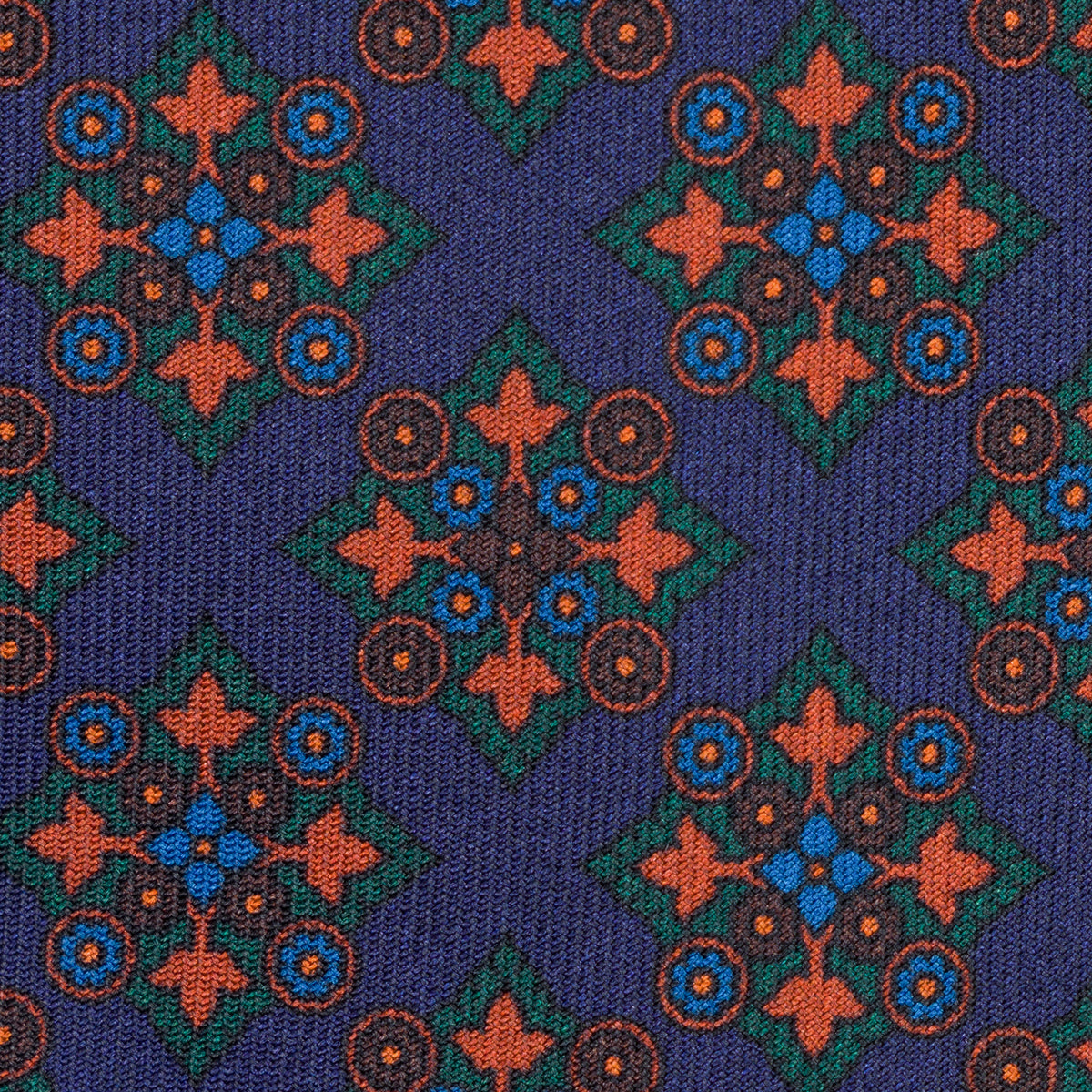 Ancient Madder Silk Tie - Navy - Hand-Rolled