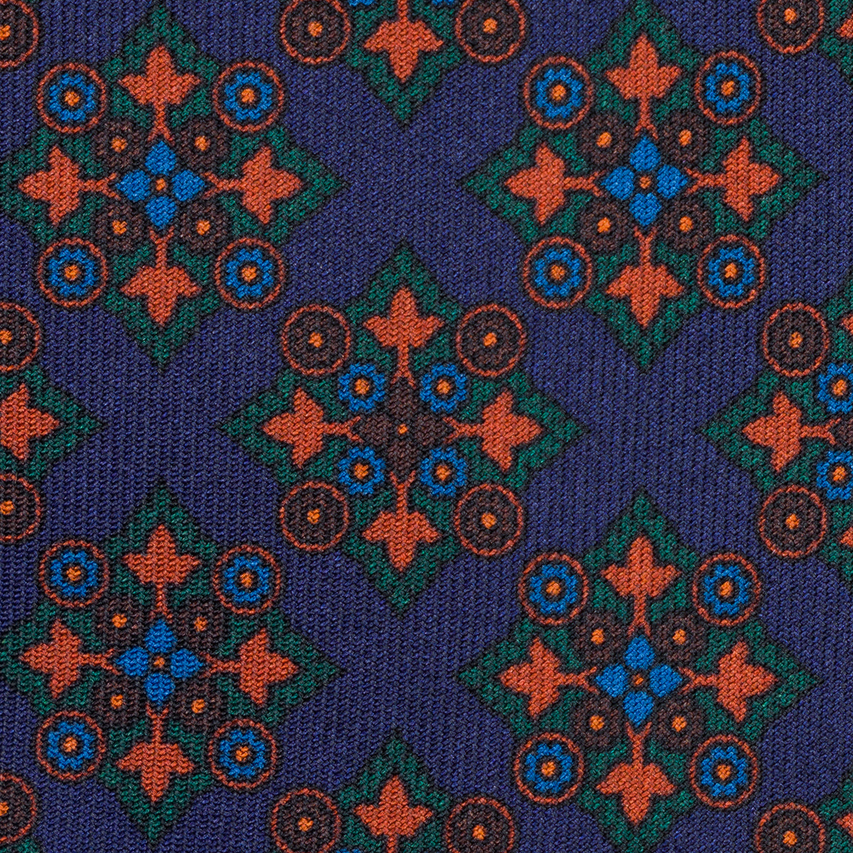 Ancient Madder Silk Tie - Navy - Hand-Rolled