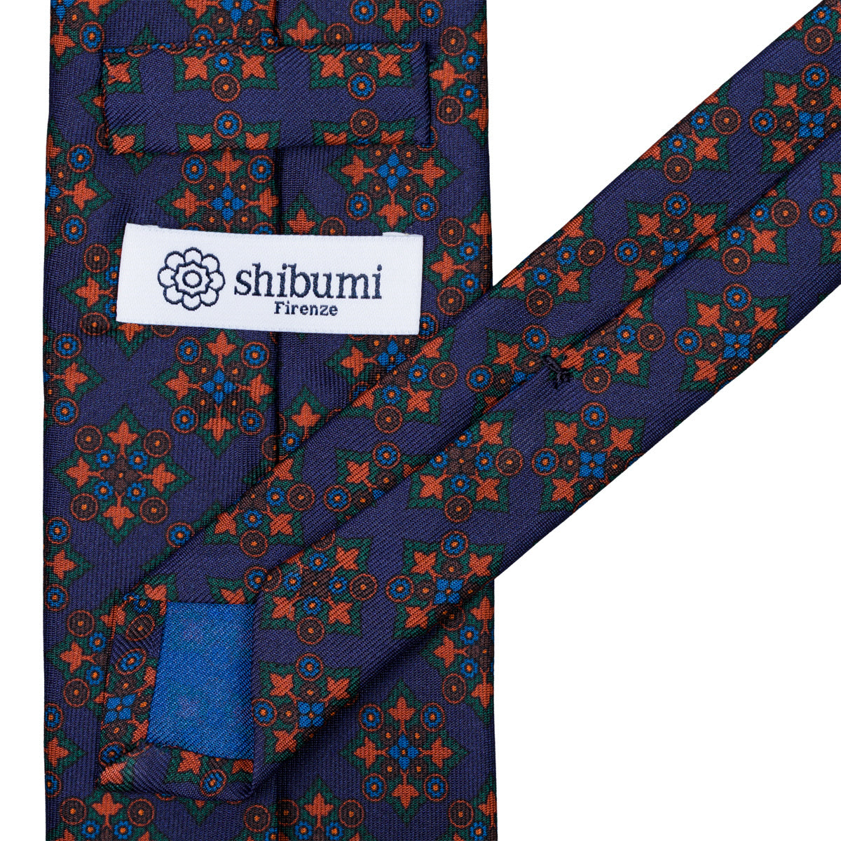 Ancient Madder Silk Tie - Navy - Hand-Rolled