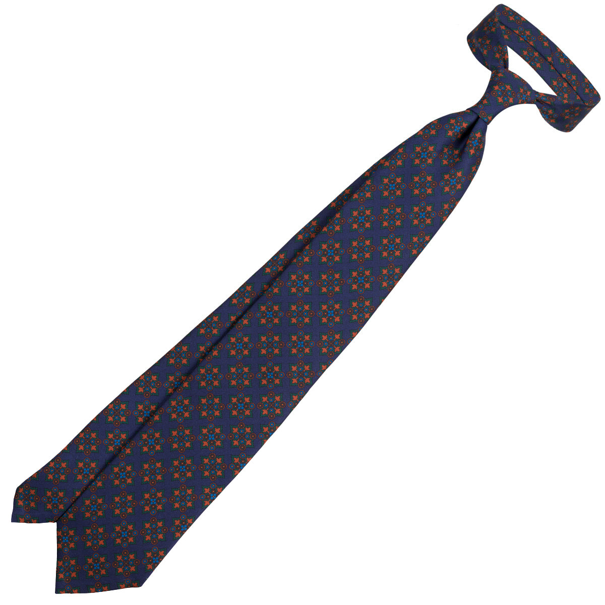 Ancient Madder Silk Tie - Navy - Hand-Rolled