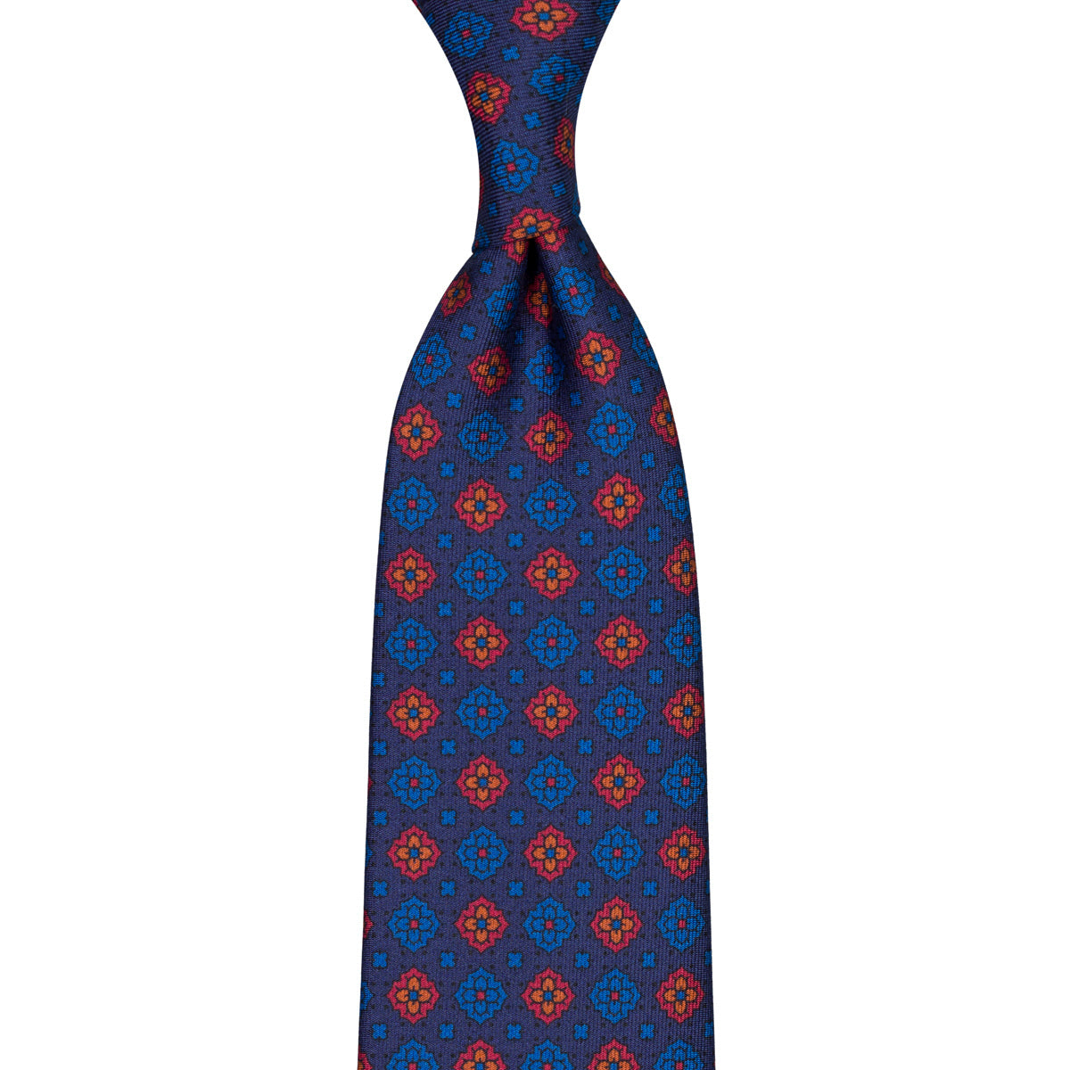 Ancient Madder Silk Tie - Navy - Hand-Rolled