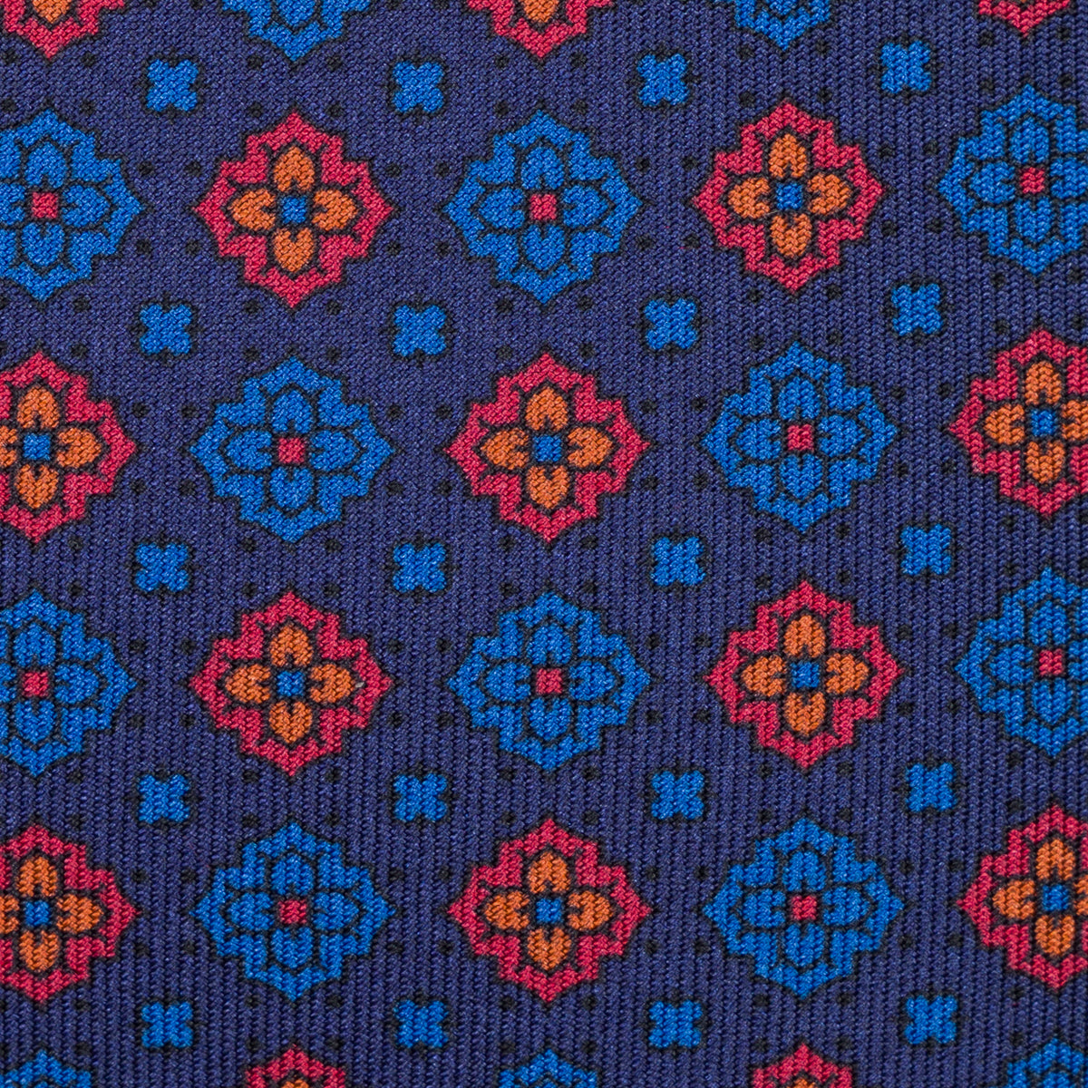Ancient Madder Silk Tie - Navy - Hand-Rolled