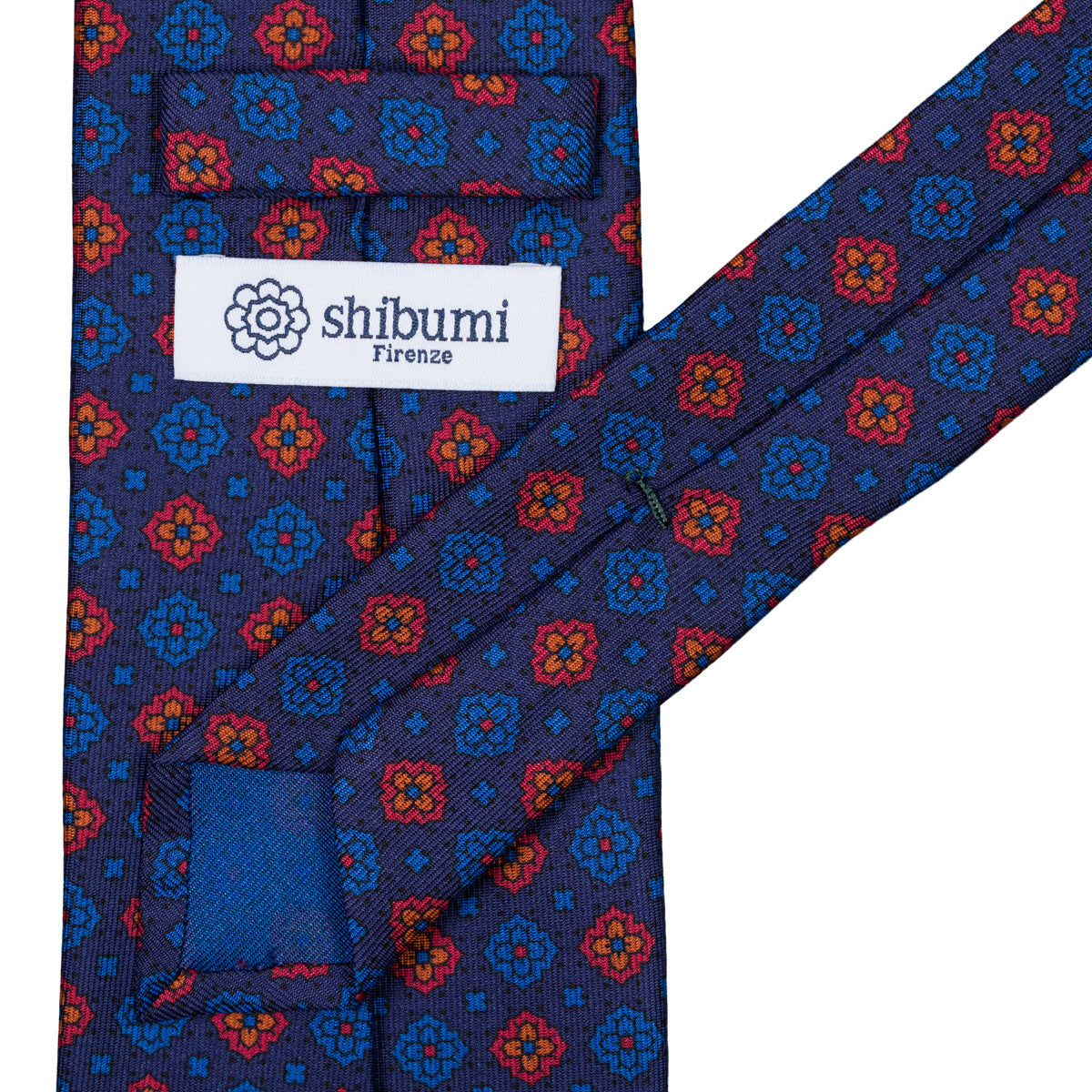 Ancient Madder Silk Tie - Navy - Hand-Rolled