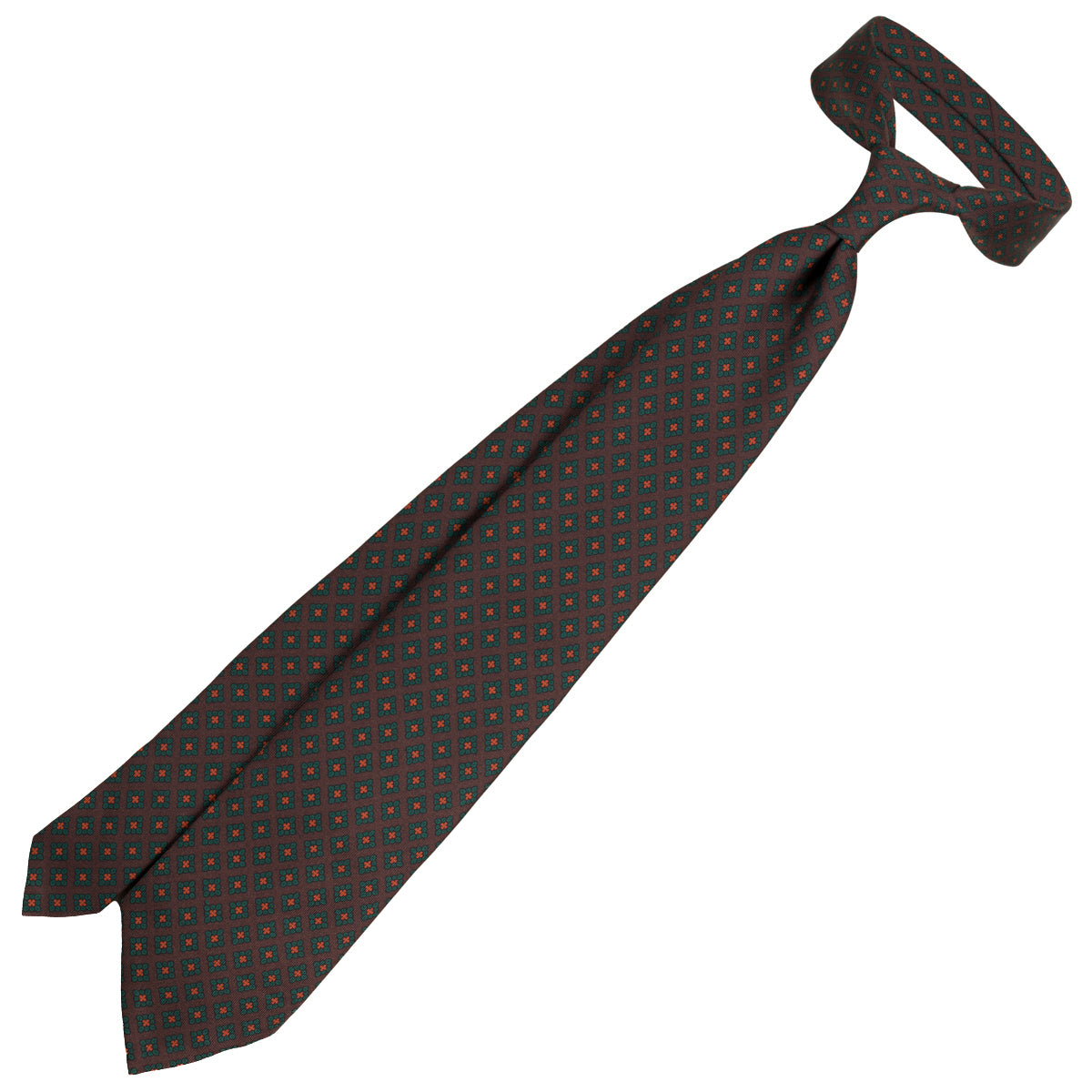 Ancient Madder Silk Tie - Brown - Hand-Rolled