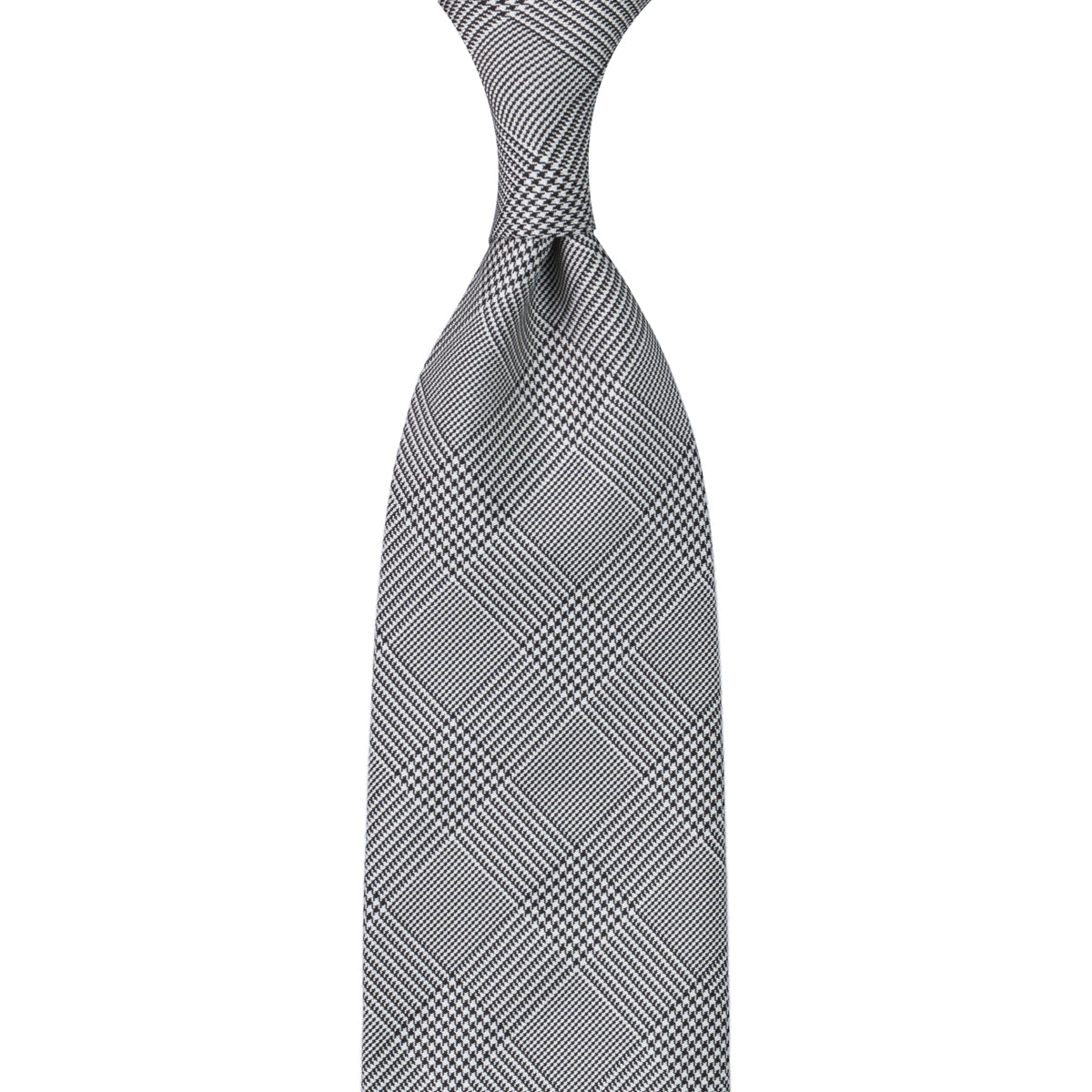 Glencheck Woven Silk Tie - Black / White - Self-Tipped