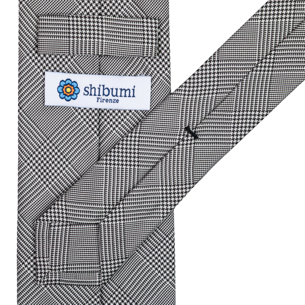 Glencheck Woven Silk Tie - Black / White - Self-Tipped