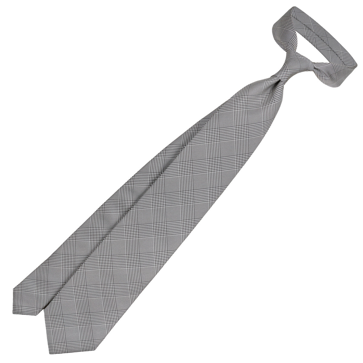 Glencheck Woven Silk Tie - Black / White - Self-Tipped