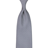 Houndstooth Silk Tie - Navy / White - Hand-Rolled