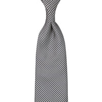 Houndstooth Silk Tie - Black / White - Hand-Rolled