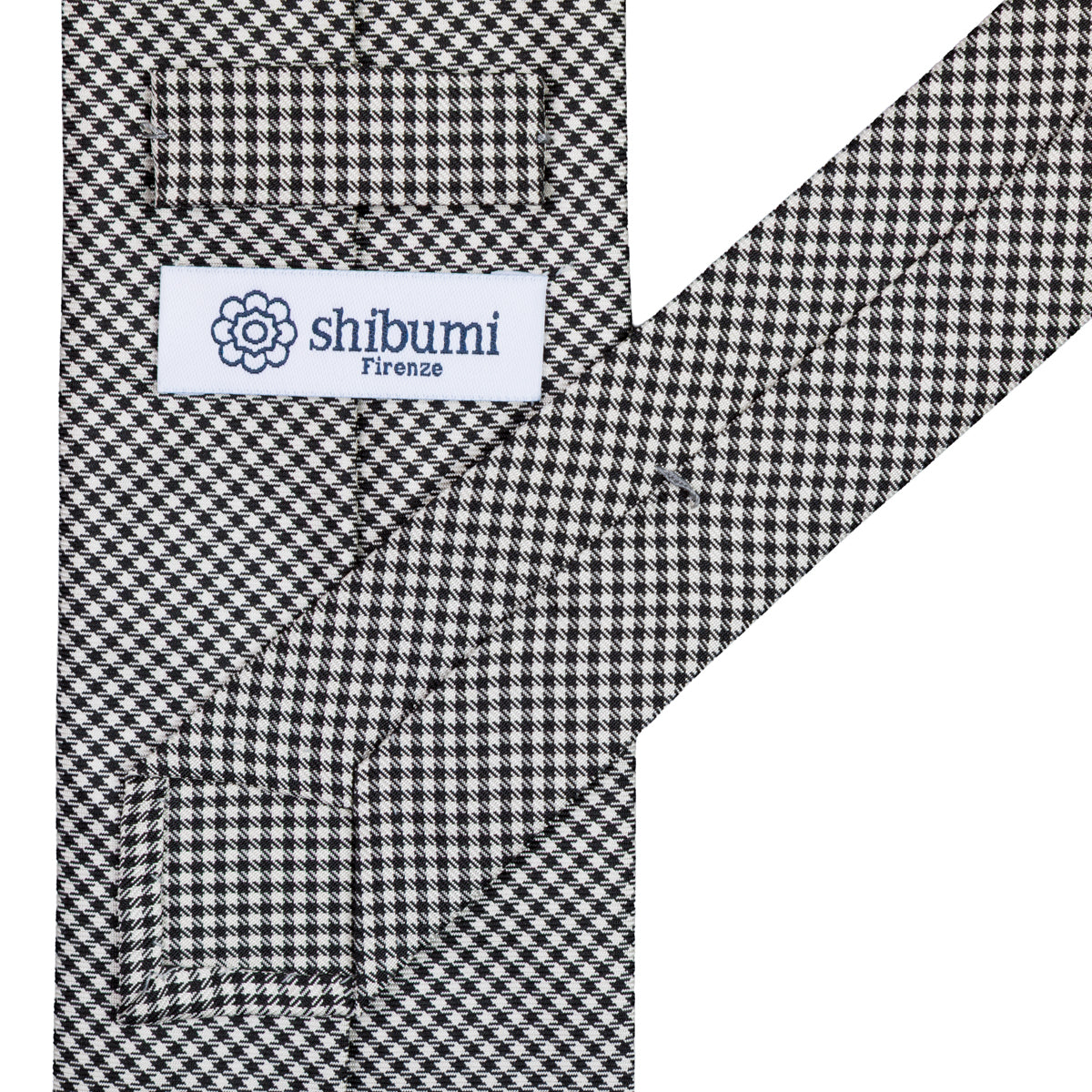 Houndstooth Silk Tie - Black / White - Hand-Rolled